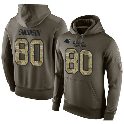 NFL Nike Carolina Panthers #80 Scott Simonson Green Salute To Service Men's Pullover Hoodie